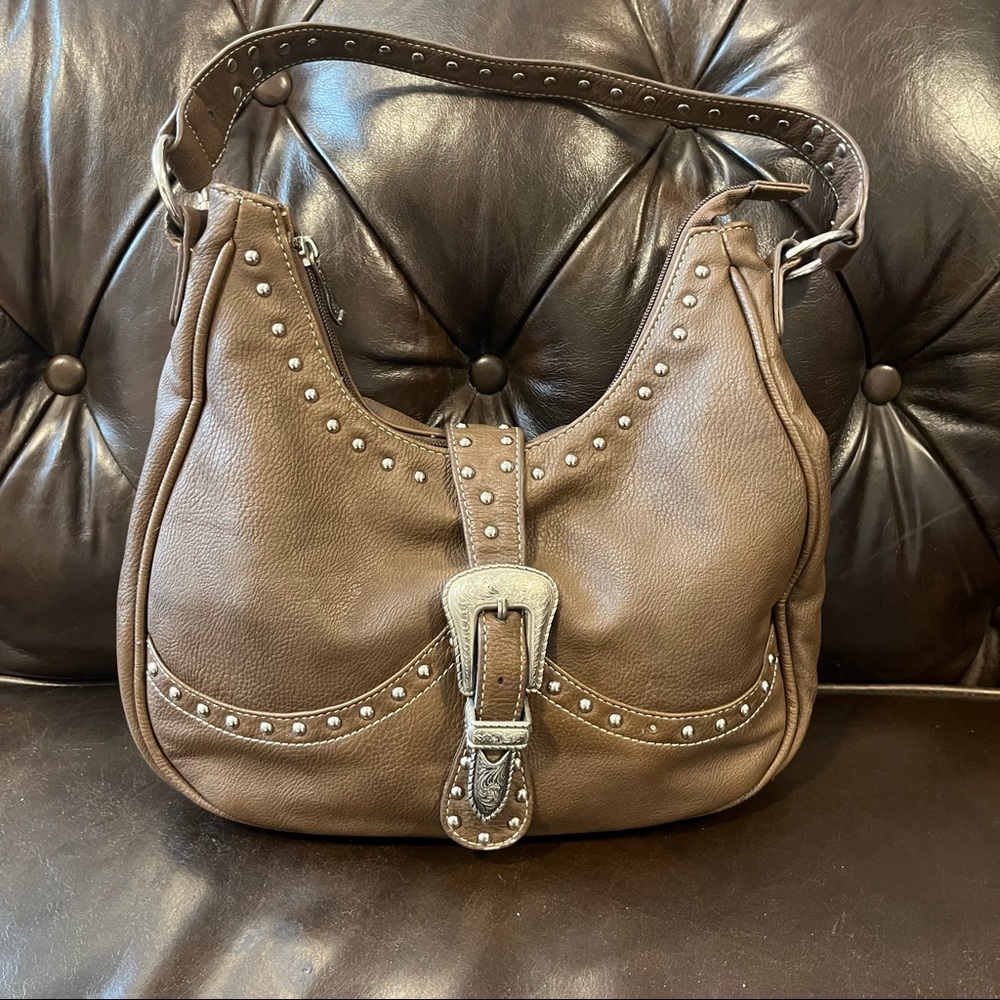 Wrangler Brown Studded Leather Bag